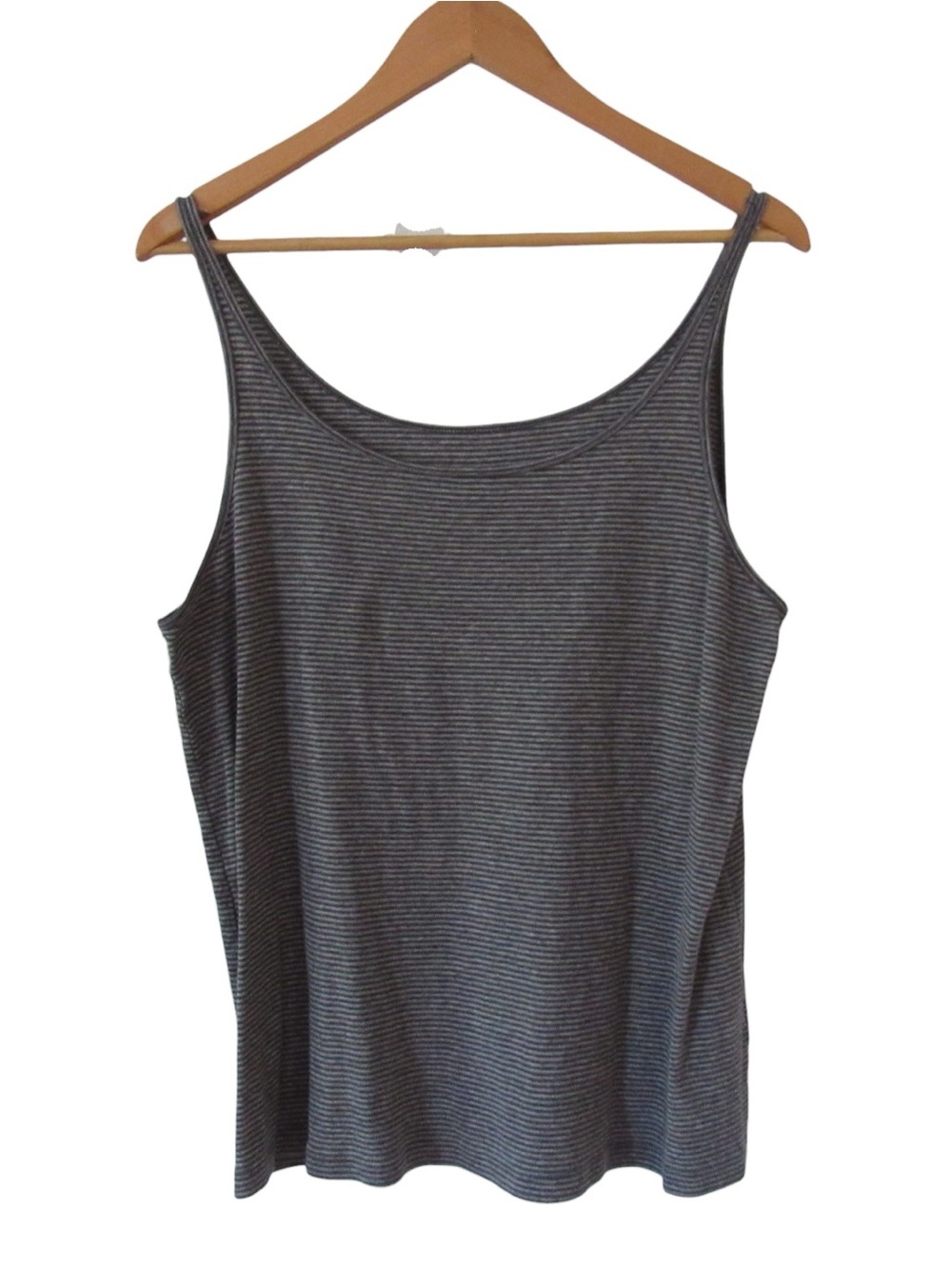 Eileen Fisher Gray Striped Knit Tank Top Scoop Neck Sleeveless Organic Cotton